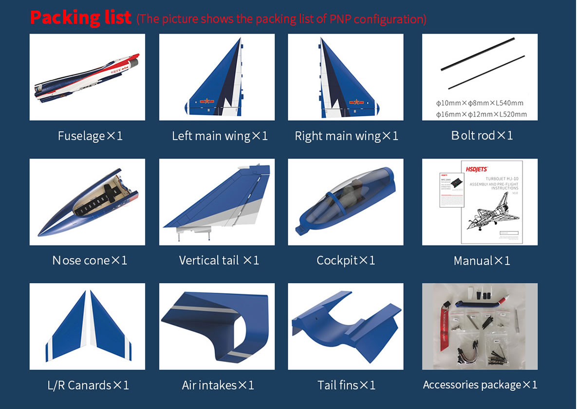 HSD HJ-10 FRP CAF NEW (DARK BLUE) Colors PNP RC Airplane