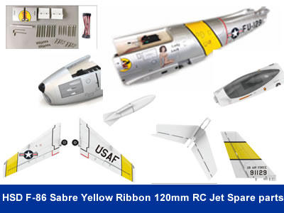 HSD F-86 Sabre Yellow Ribbon 120mm RC Jet Spare parts